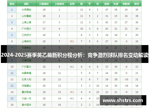 2024-2025赛季英乙最新积分榜分析：竞争激烈球队排名变动解读